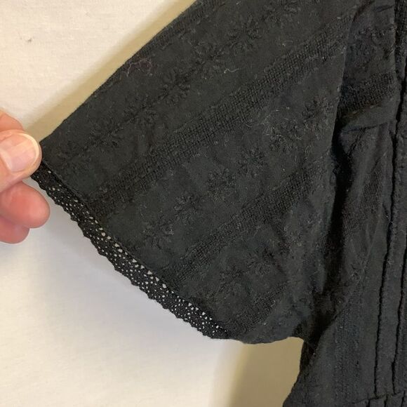 Urban Outfitters Bria Black Eyelet Pleated Short Sleeve Frock Mini Dress Size S - Picture 8 of 15